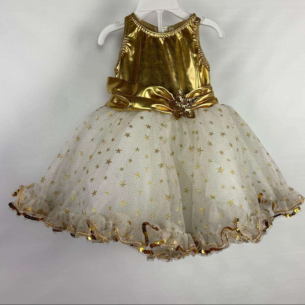 Gold and White Starry Kids Dance Costume